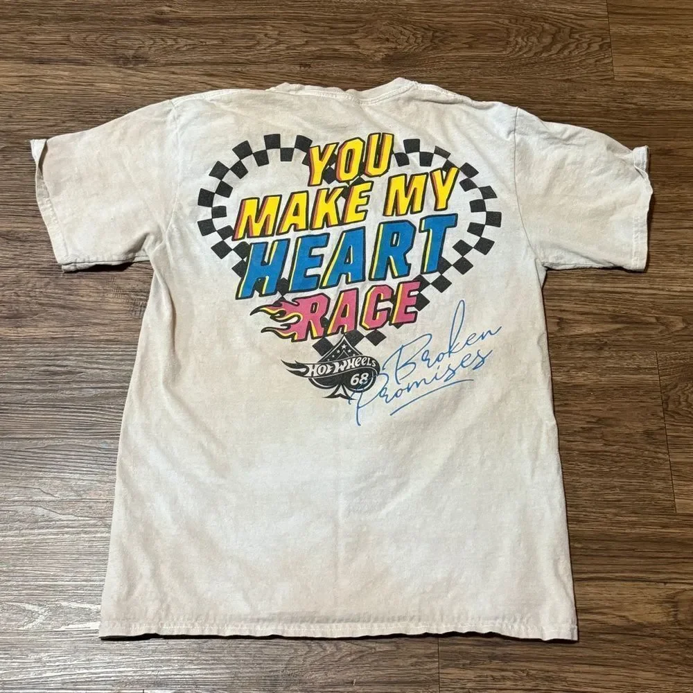 Broken Promises x Hot Wheels Heart Race Peach Tie Dye T-Shirt Size Medium